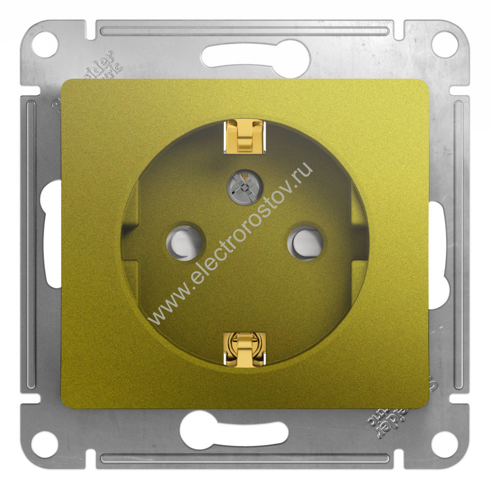 Glossa Фисташковый Розетка 1-ая с/з с защитными шторками Schneider Electric