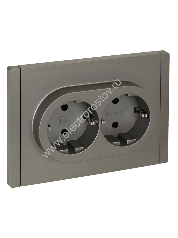 IEK FORTE&PIANO Сталь Розетка 2-я с/з со шт безвинтовое крепление 16А FP523