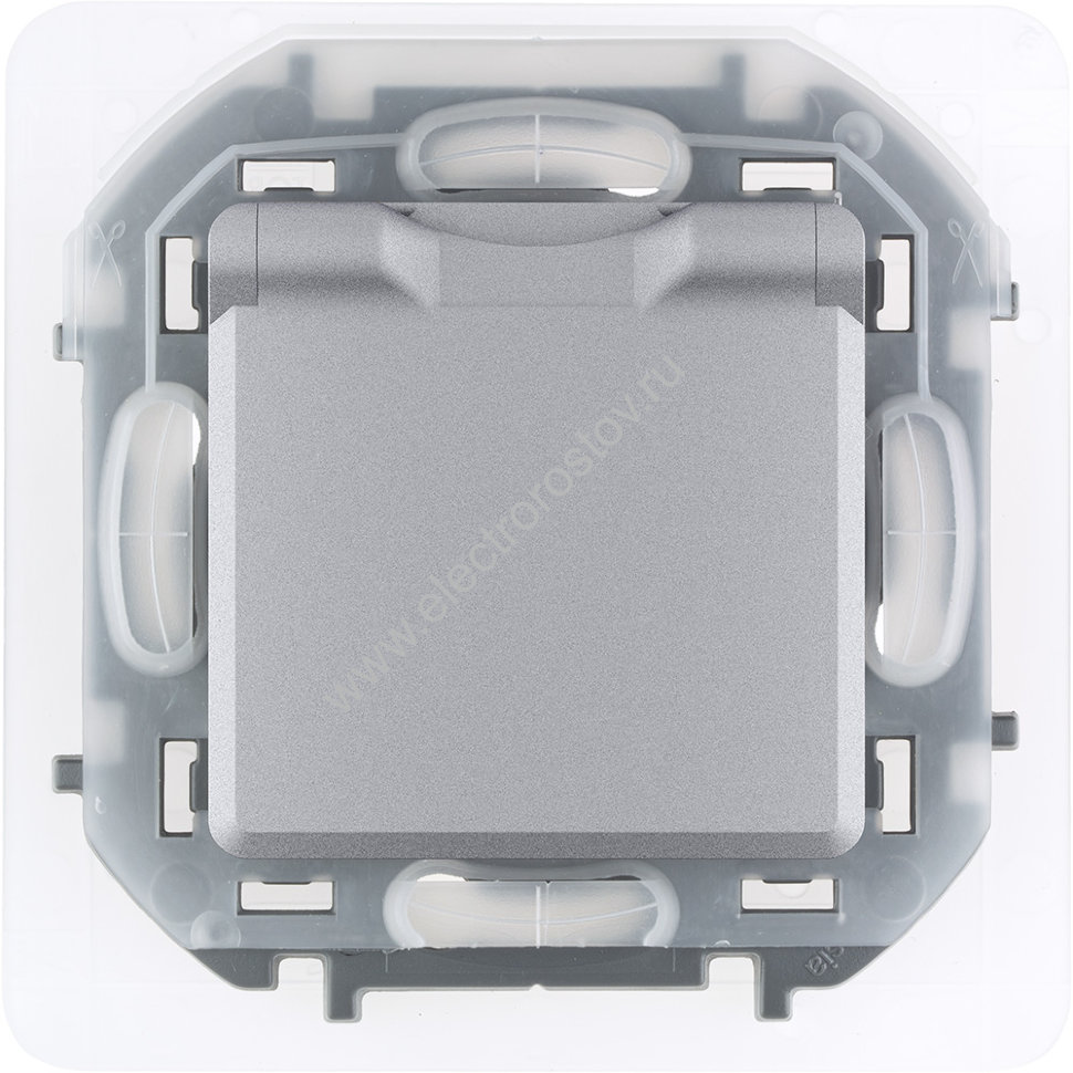 INSPIRIA Алюминий Розетка с заземлением IP 44 с откидной крышкой и шторками Legrand