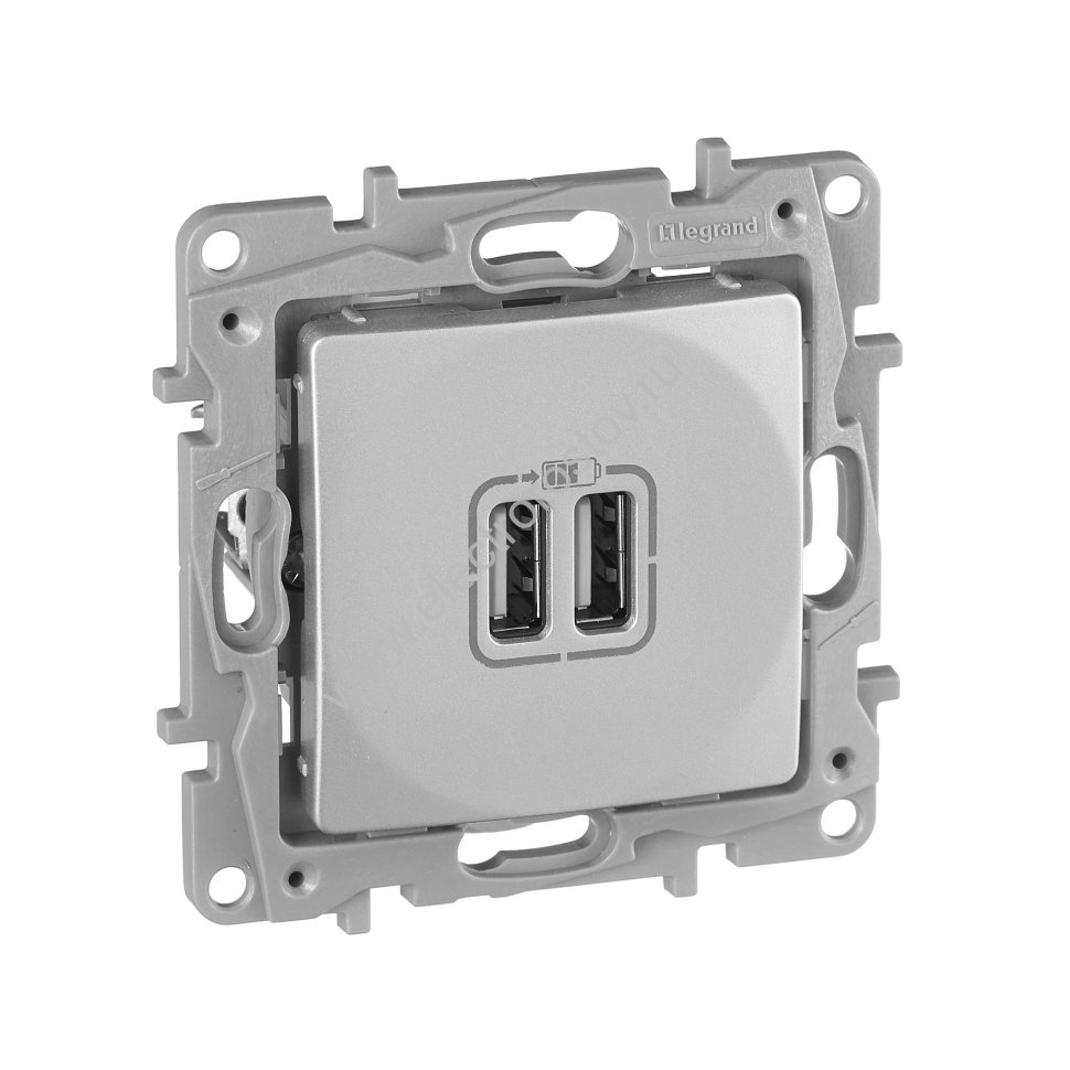 Etika Алюминий Розетка USB 2-ая 240В/5В 2400мА Legrand