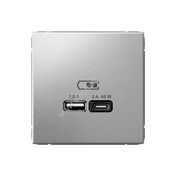 Systeme Electric ArtGallery Алюминий USB Розетка A + тип-C 45Вт высокоскор.заряд. QC, PD, механизм