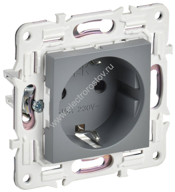 IEK SKANDY Серый Розетка с/з с защитными шторками 16А с USB C 18Вт SK-R17Gr