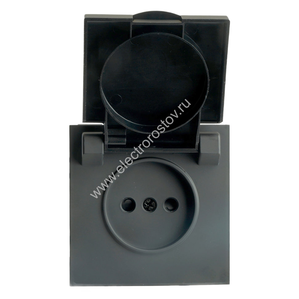STEKKER Эмили Черный уголь, soft touch Розетка 1-местная с крышкой с защ. штор б/з