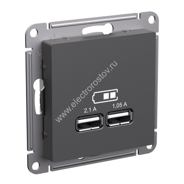 AtlasDesign Базальт Розетка USB A+A; 5В/2,1A; 2x5В/1,05A Schneider Electric