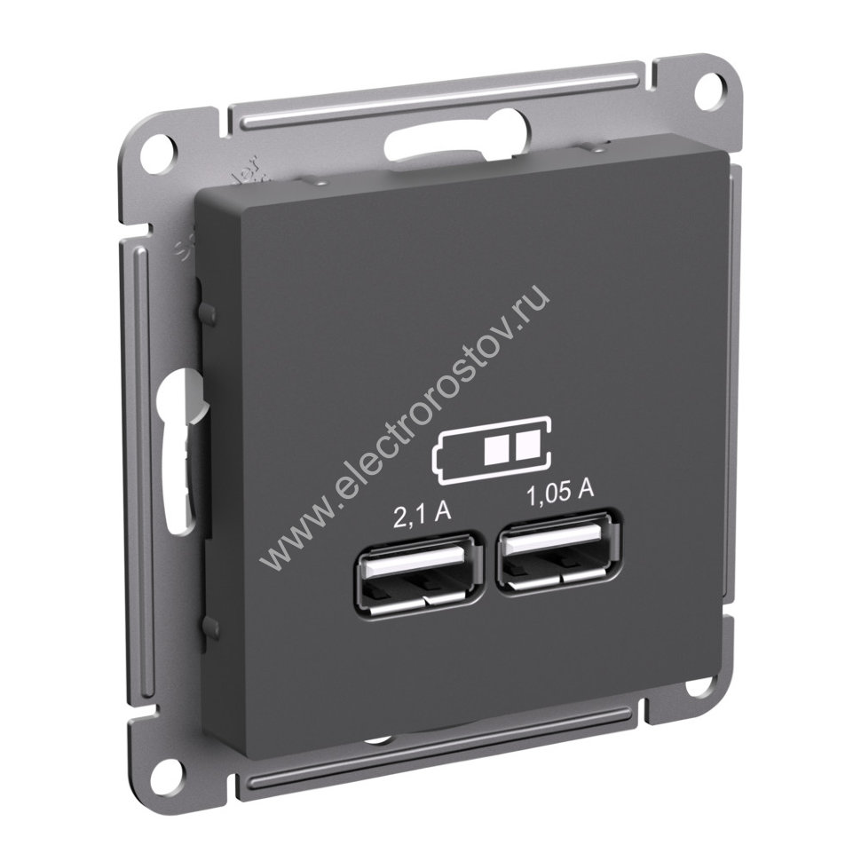 AtlasDesign Базальт Розетка USB A+A; 5В/2,1A; 2x5В/1,05A Schneider Electric
