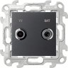 Simon 24 Графит Розетка TV-SAT проходная Simon