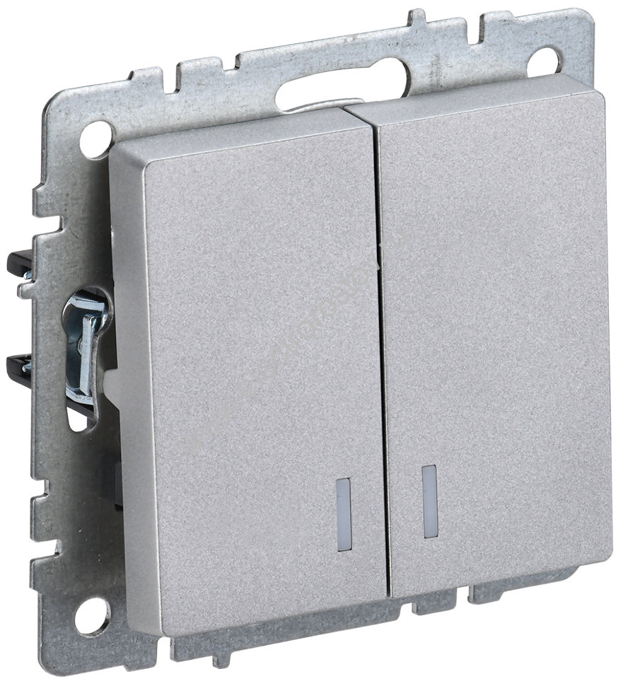IEK BRITE BASE Алюминий Выключ. 2-кл с индик 10А ВС10-2-1-БрА