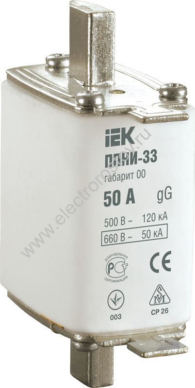 IEK Плавкая вставка предохранителя ППНИ-33, габарит 00, 50А