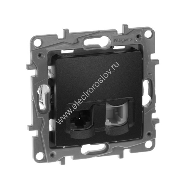 Etika Антрацит Розетка компьютерная+телефон RJ-45+ RJ-11 Legrand