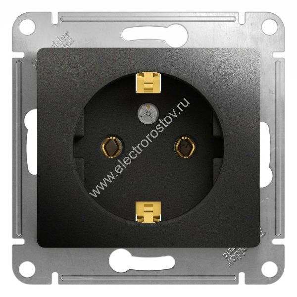 Glossa Антрацит Розетка 1-ая с заземлением Schneider Electric