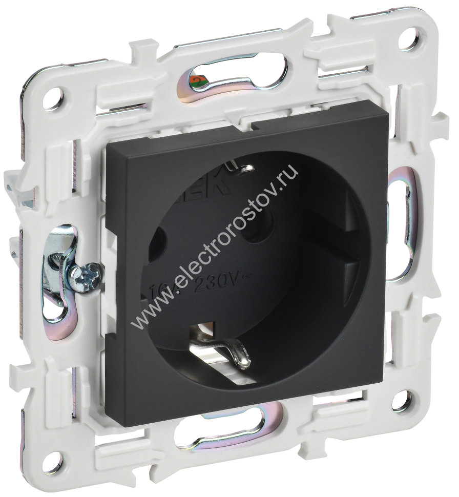 IEK SKANDY Графит Розетка с/з с защитными шторками 16А SK-R04G