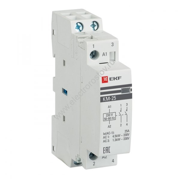 КМ Контактор модульный 220V AC 25А 2НО EKF