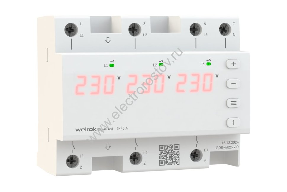 Реле контроля трехфаз. напряжения D6-63 RBUZ (Welrok)