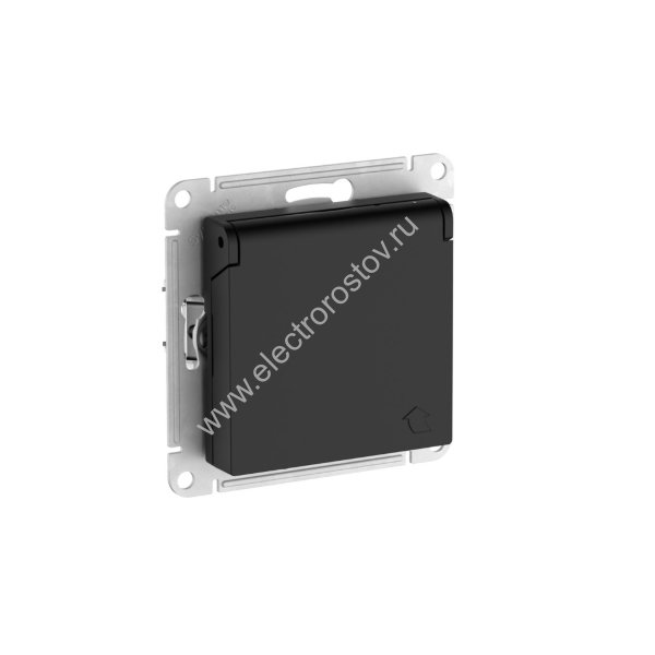 AtlasDesign Карбон Розетка 1-ая с/з со шторками с крышкой с быстрозажим. клеммами Schneider Electric