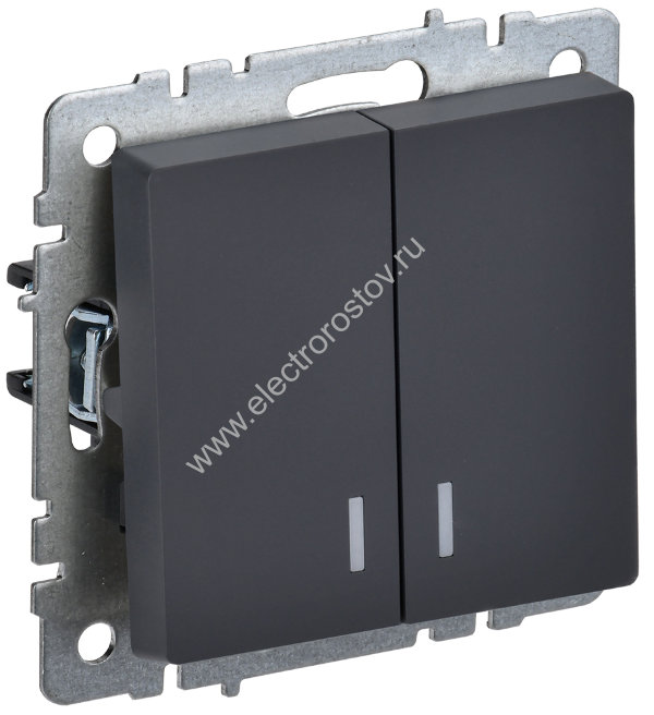 IEK BRITE BASE Графит Выключ. 2-кл с инд. 10А ВС10-2-1-БрГ
