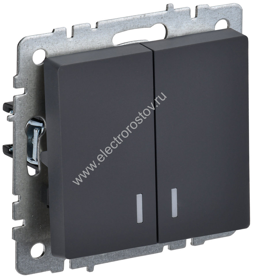 IEK BRITE BASE Графит Выключ. 2-кл с инд. 10А ВС10-2-1-БрГ