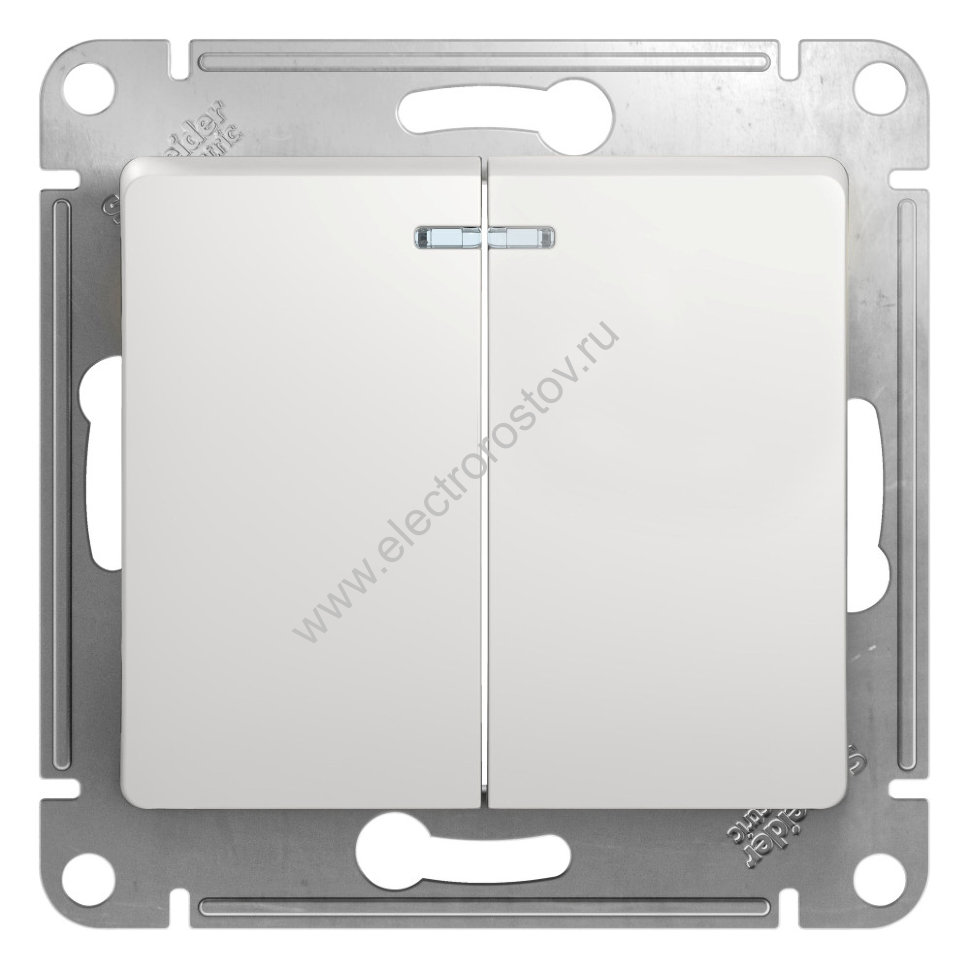 Glossa Белый Выключатель 2-клавишный с подсветкой Schneider Electric