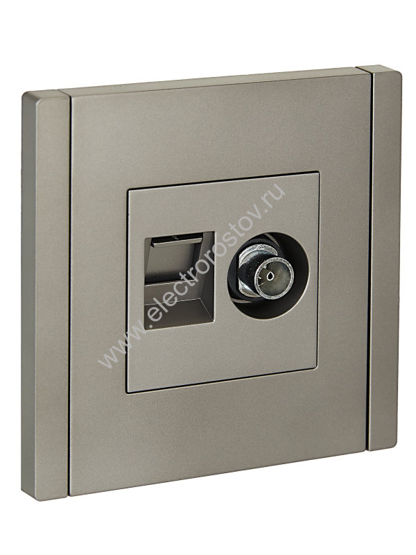 IEK FORTE&PIANO Сталь Розетка двойная TV+RJ45 кат.6 FP537