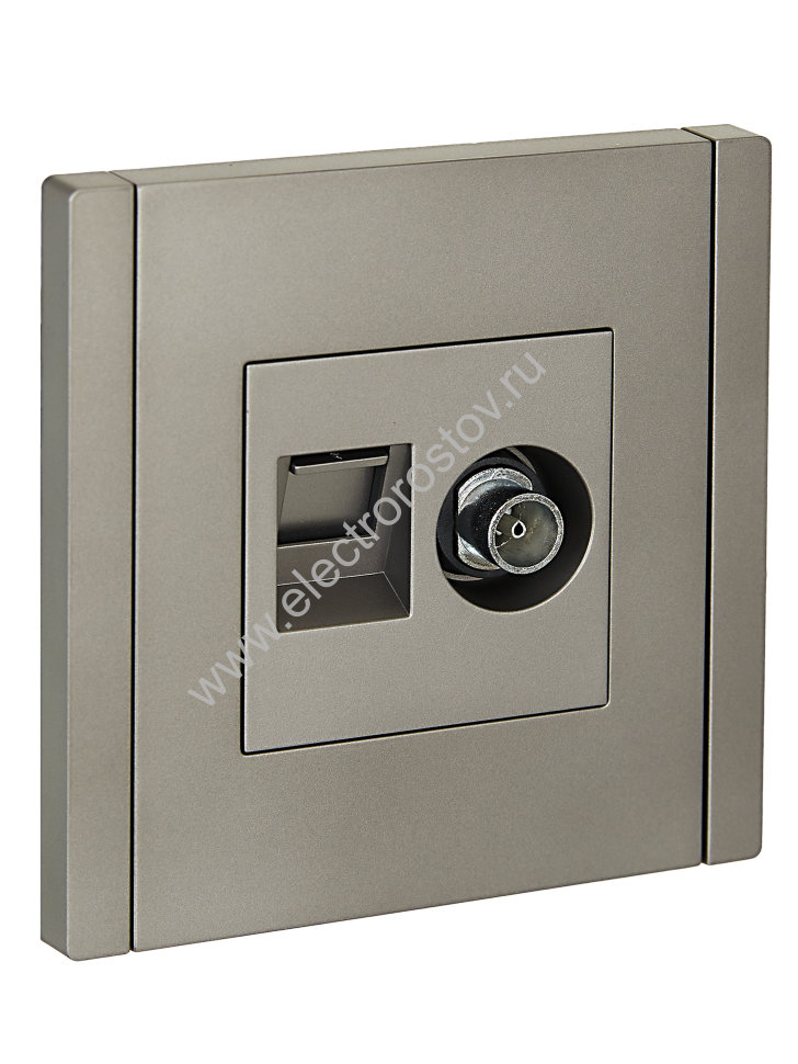 IEK FORTE&PIANO Сталь Розетка двойная TV+RJ45 кат.6 FP537