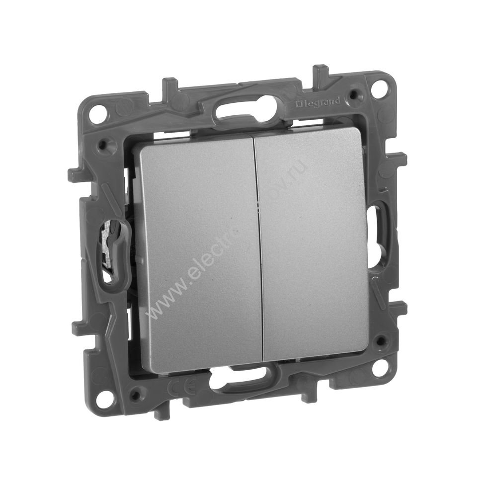 Etika Алюминий Переключатель 2-клавишный Legrand