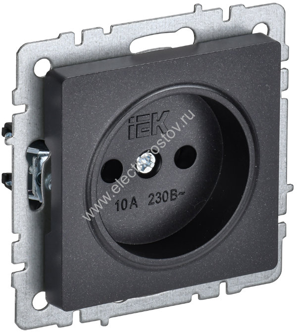 IEK BRITE BASE Черный Розетка 1-м б/з без защ штор 10А РС10-1-0-БрЧ