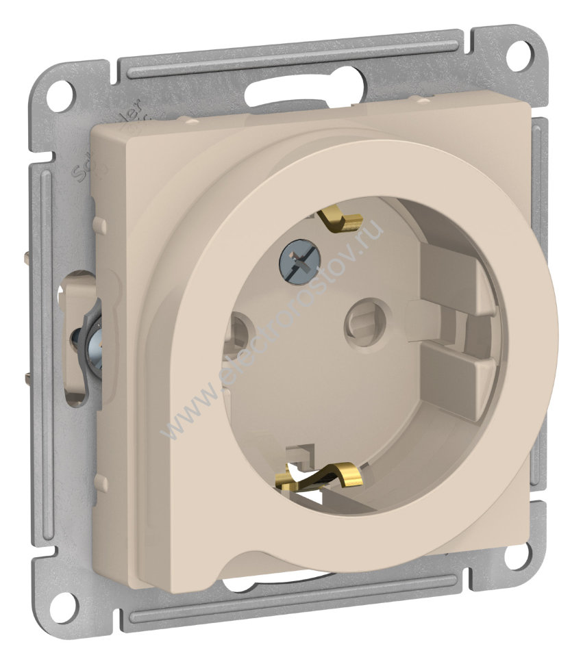 AtlasDesign Беж Розетка 1-ая с/з со шторками с выталкив. Schneider Electric