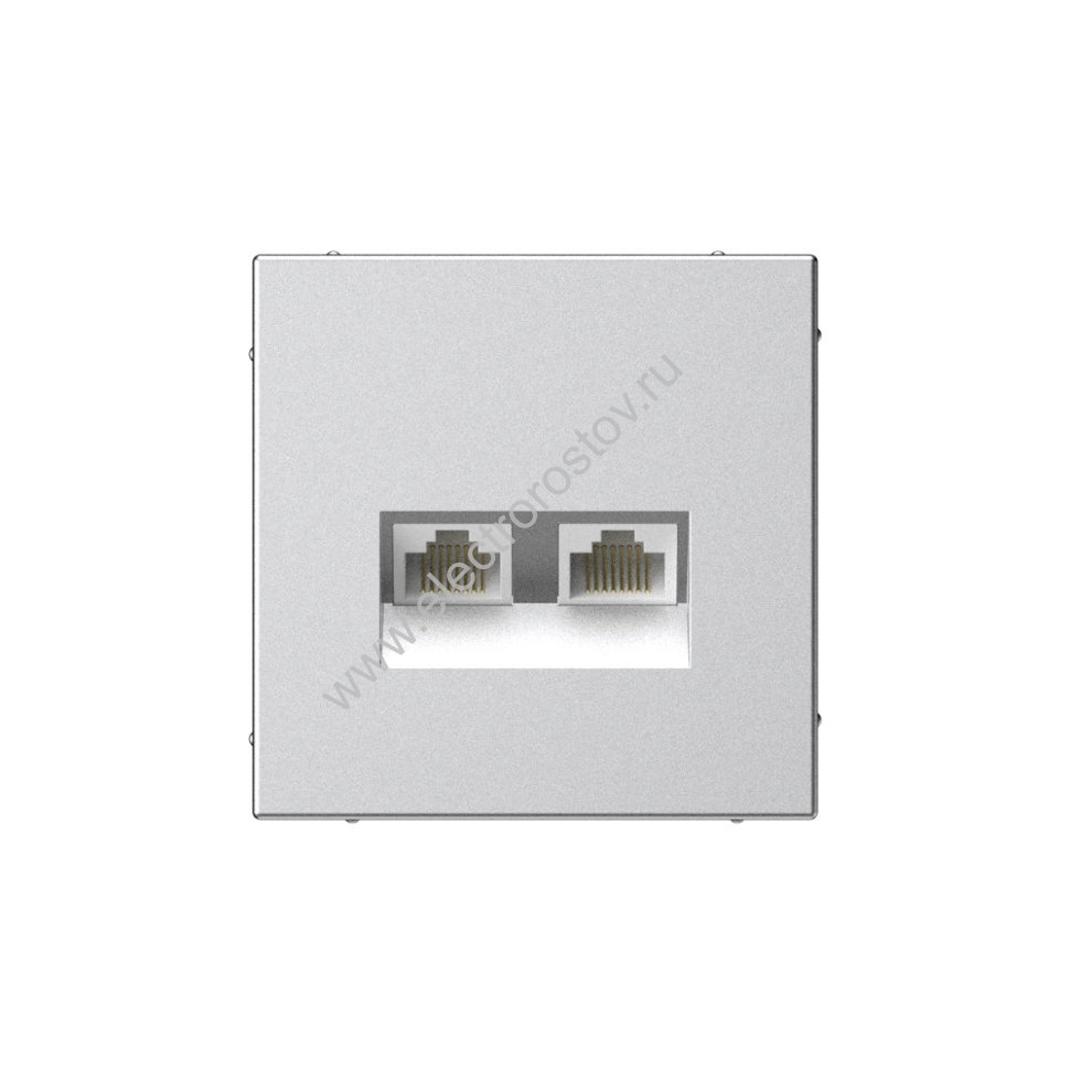 Systeme Electric ArtGallery Алюминий Розетка двойная компьютерная RJ45+RJ45, кат. 5е, механизм