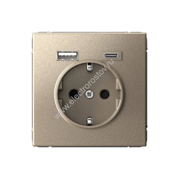 Systeme Electric ArtGallery Шампань Розетка 16А с 2 USB A+C, 5В/2,4А/3,0А, 2х5В/1,5А, механизм