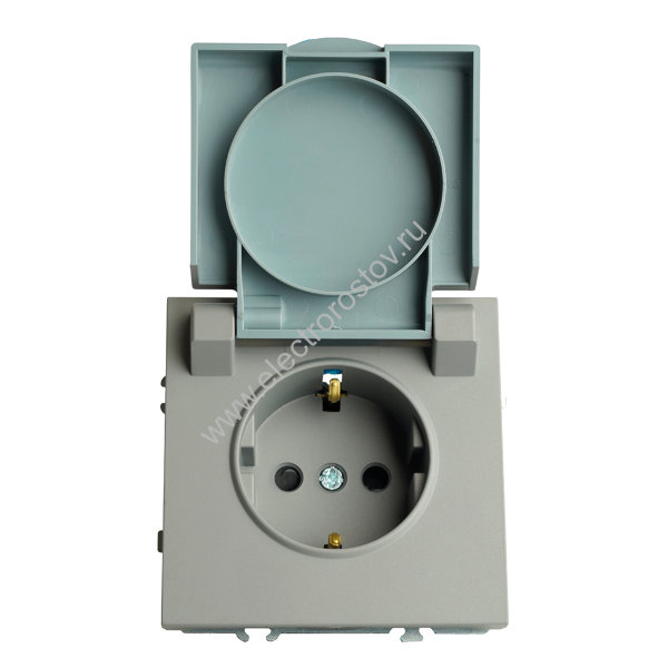 STEKKER Эмили Платиново-серый, soft touch Розетка 1-местная с крышкой с защ. шторками с/з