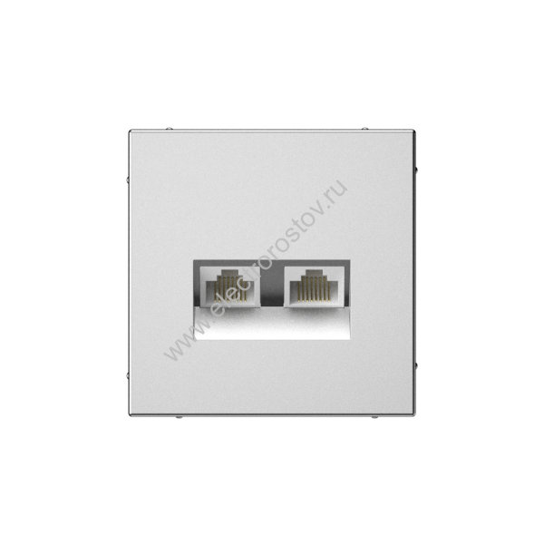 Systeme Electric ArtGallery Сталь Розетка двойная компьютерная RJ45+RJ45, кат. 5е, механизм