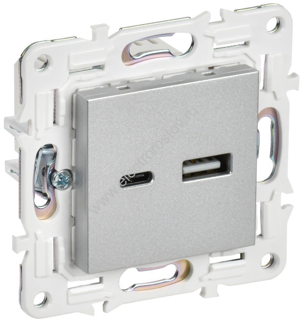 IEK SKANDY Серебряный Розетка USB A+C 18Вт SK-R13S