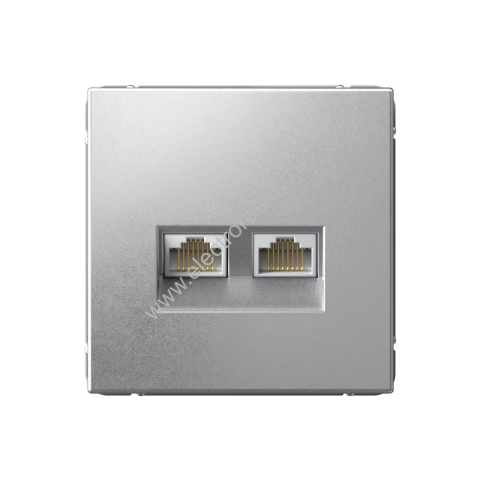 Systeme Electric ArtGallery Алюминий Розетка двойная компьютерная RJ45+RJ45, кат.6А, механизм 