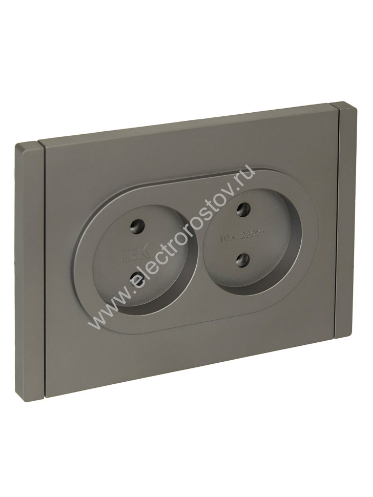 IEK FORTE&PIANO Сталь Розетка 2-я б/з безвинтовое крепление 10А FP526
