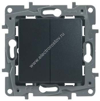 Etika Антрацит Выключатель 2-клавишный Legrand
