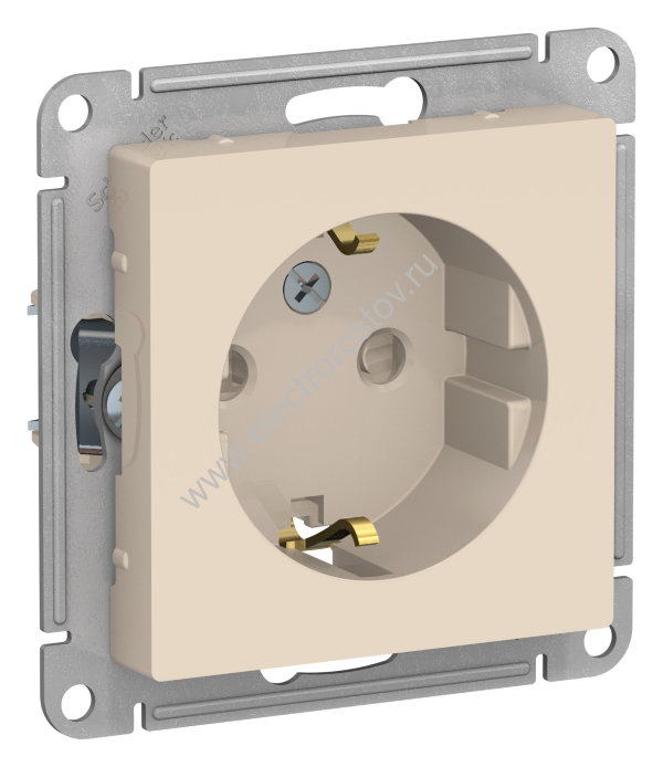 AtlasDesign Беж Розетка 1-ая с/з со шторками Schneider Electric