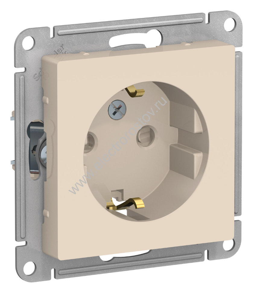 AtlasDesign Беж Розетка 1-ая с/з со шторками Schneider Electric