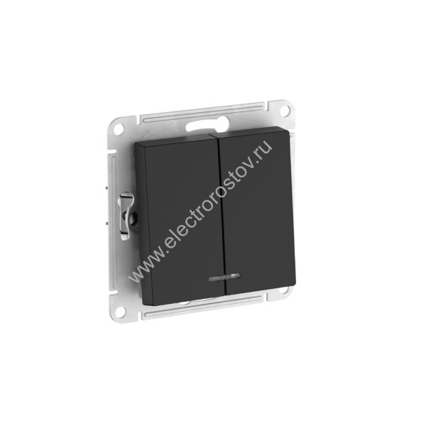 AtlasDesign Карбон Выключатель 2-клавишный с подсветкой с быстрозажим. клеммами Schneider Electric