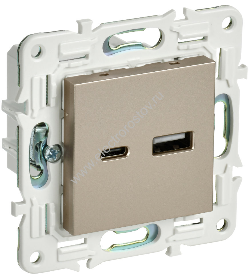 IEK SKANDY Шампань Розетка USB A+C 18Вт SK-R13Sh