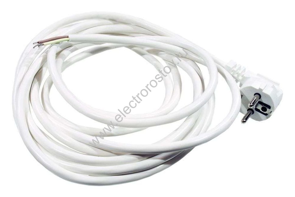 Шнур 3х1.5мм 2.2м армированный вилкой с з/к Белый 16А/250В