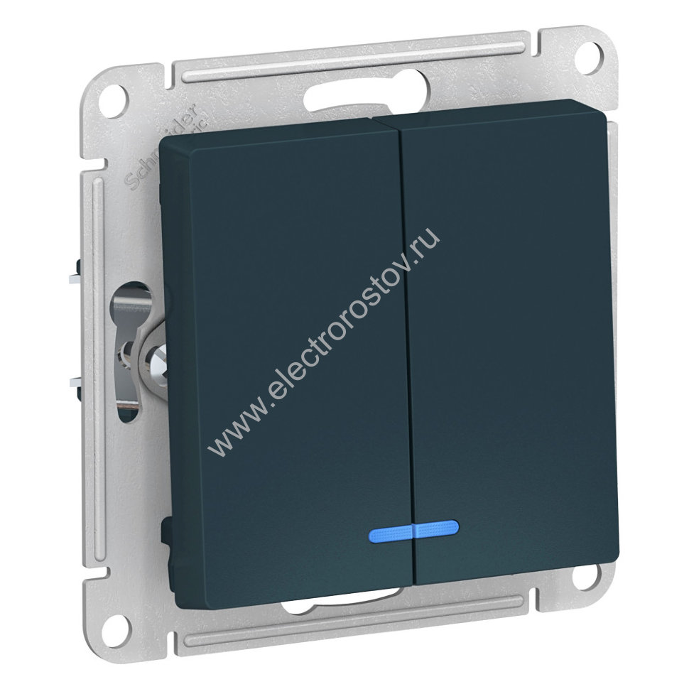 AtlasDesign Изумруд Выключатель 2-клавишный с подсветкой Schneider Electric