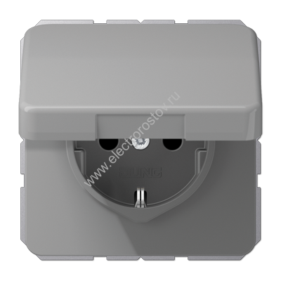 CD 500 Серый Розетка с/з с крышкой, пруж. зажим JUNG