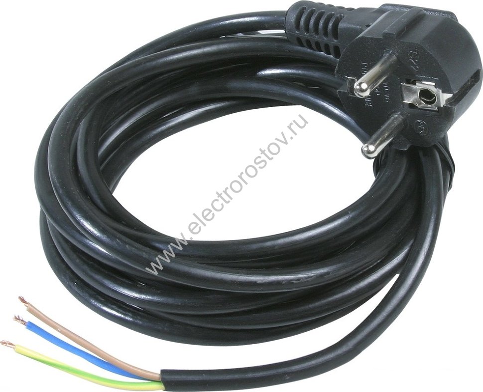 Шнур 3х1.5мм 2.2м армированный вилкой с з/к Черный 16А/250В