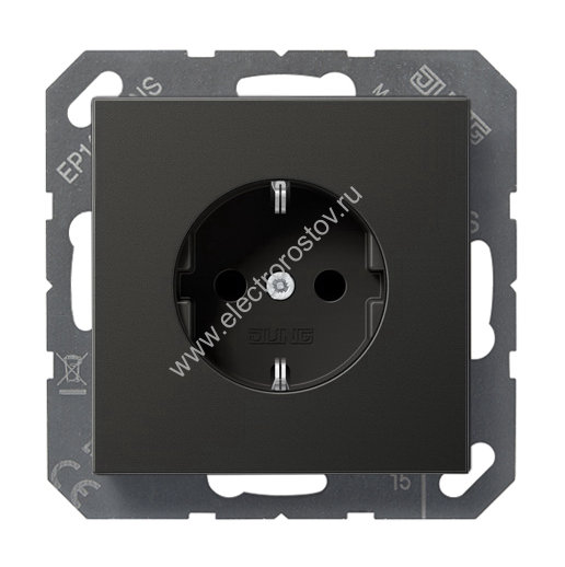 JUNG EcoProfi Черный матовый Розетка с/з, автозажим