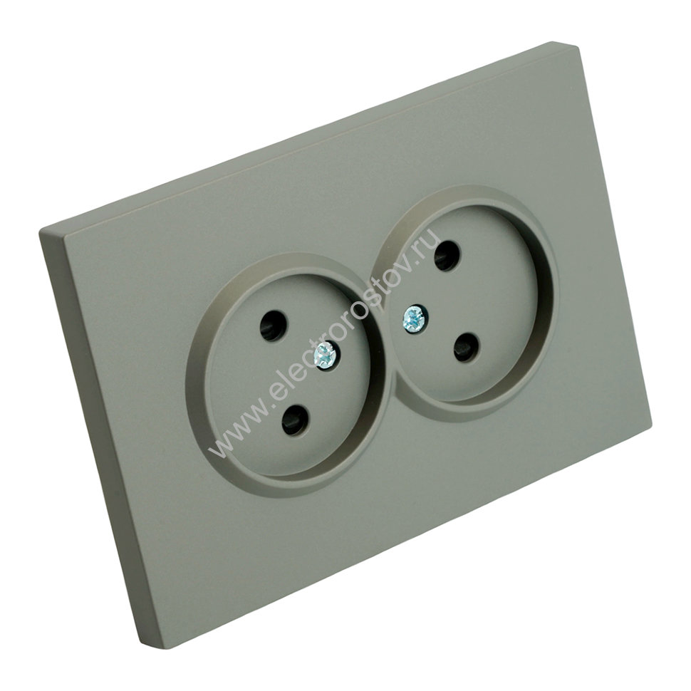 STEKKER Эмили Платиново-серый, soft touch Розетка 2-местная с защитной шторкой б/з