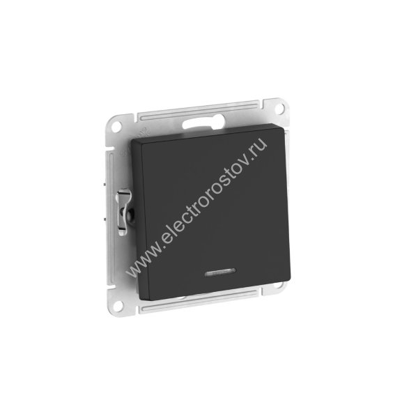 AtlasDesign Карбон Переключатель 1-клавишный с подсветкой c быстрозажим. клеммами Schneider Electric