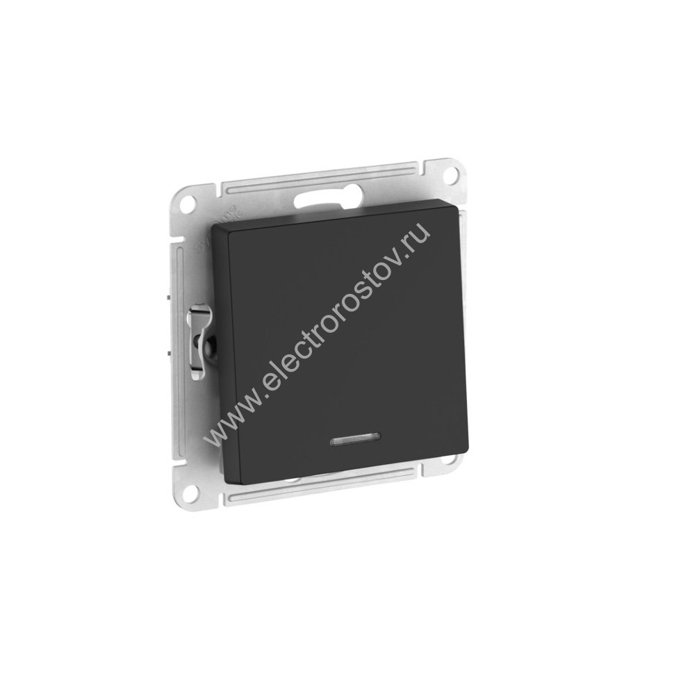 AtlasDesign Карбон Переключатель 1-клавишный с подсветкой c быстрозажим. клеммами Schneider Electric