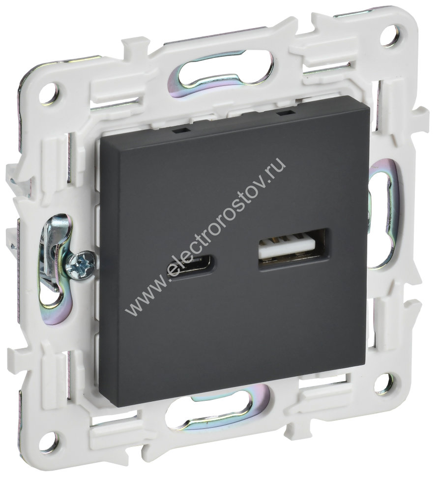 IEK SKANDY Графит Розетка USB A+C 18Вт SK-R13G