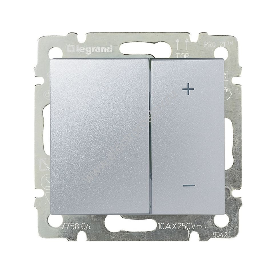 Valena Алюминий Светорегулятор нажимной 40-600W для л/н и обмоточных т-ров Legrand