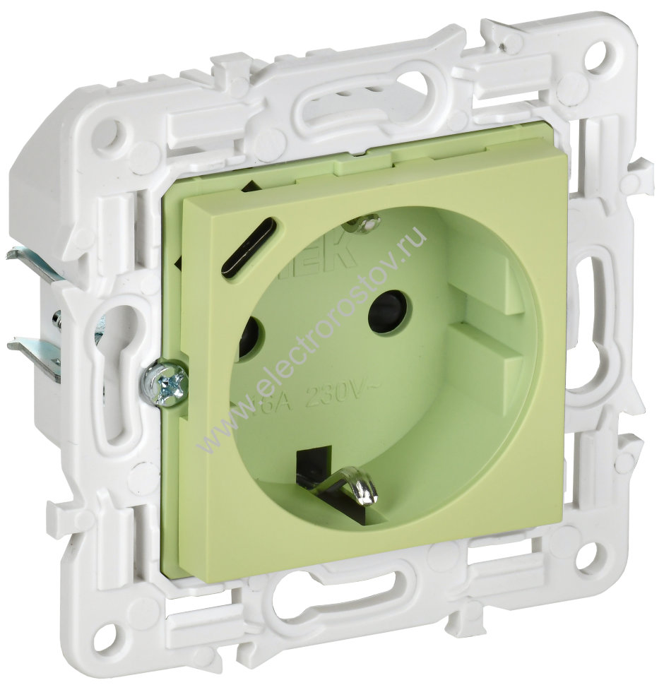IEK SKANDY Мятный Розетка с/з с защитными шторками 16А с USB C 18Вт SK-R17G