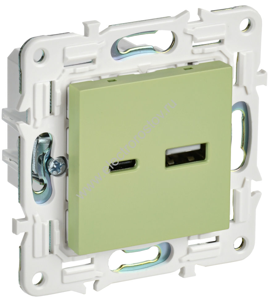 IEK SKANDY Мятный Розетка USB A+C 18Вт SK-R13G